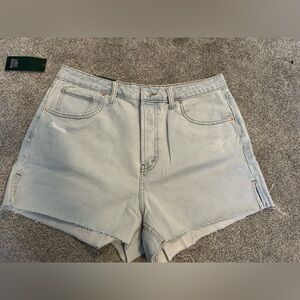 Distressed High rise Light Blue Denim Shorts Size 12 NWT